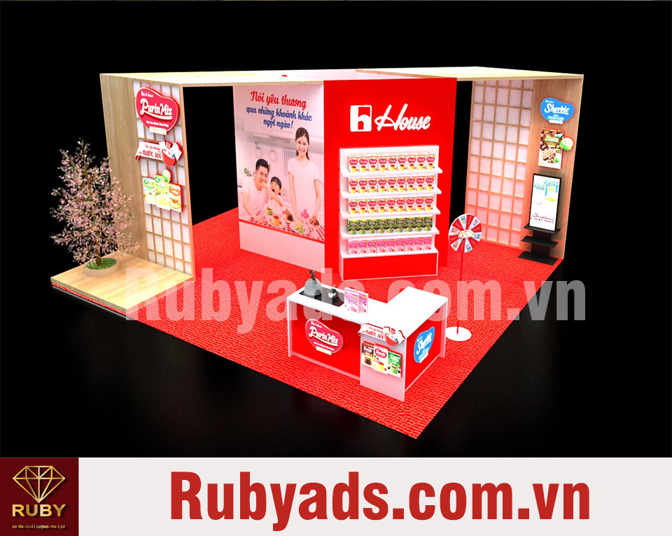 Booth bán hàng di động đẹp mắt và giá rẻ tại Rubyads.com.vn
