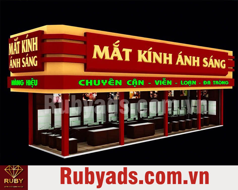 Chất liệu làm bảng hiệu cửa hàng kính mắt